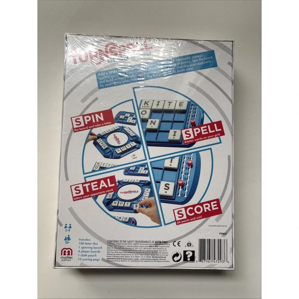 Turnspell Word Game Tiny Word Family Board Game Mattel 2-4 Players Ages 10+  NEW